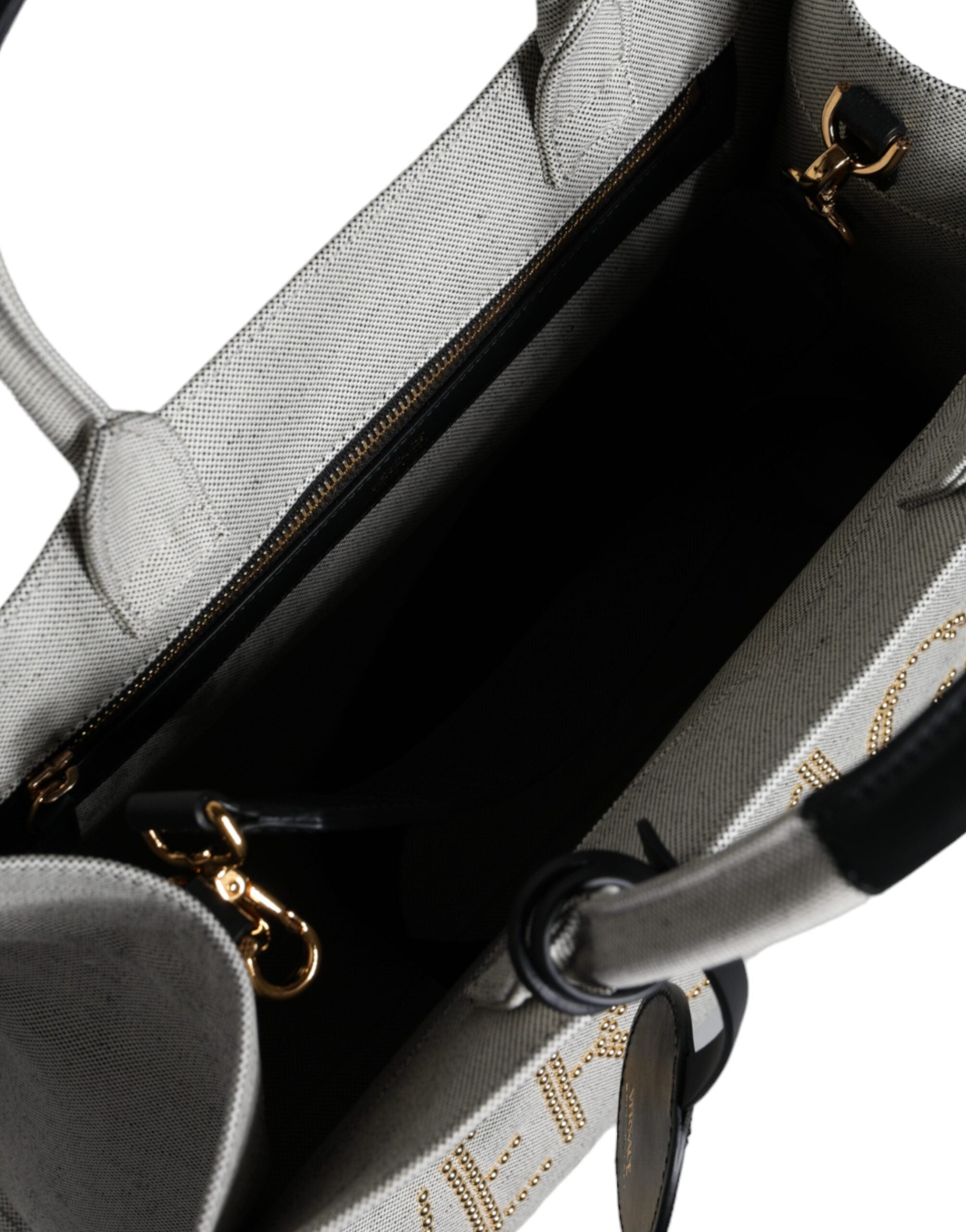 Bolso tote Versace blanco con asa superior de lona y cuero con logotipo
