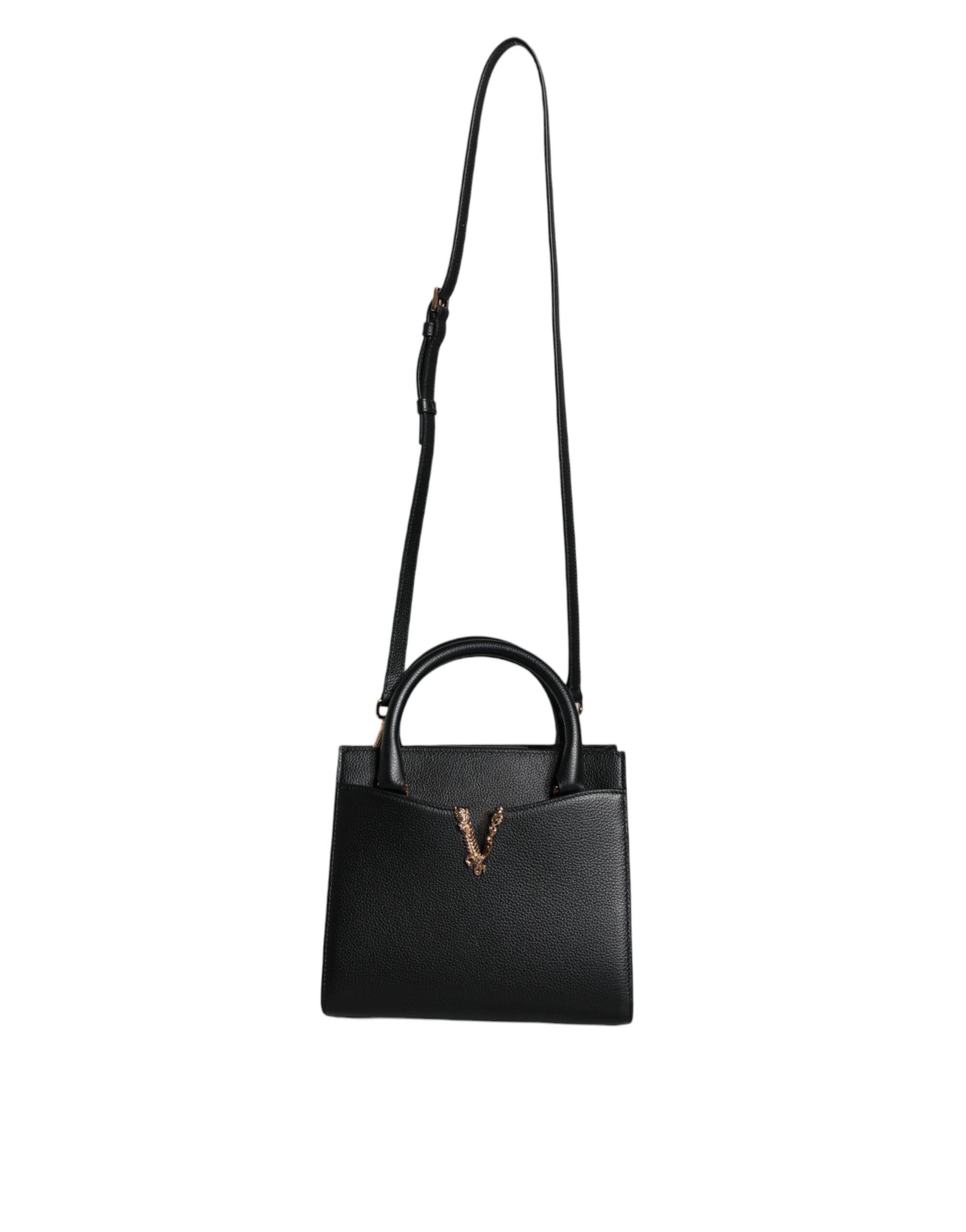 Bolso bandolera Versace pequeño de piel negra con asa superior
