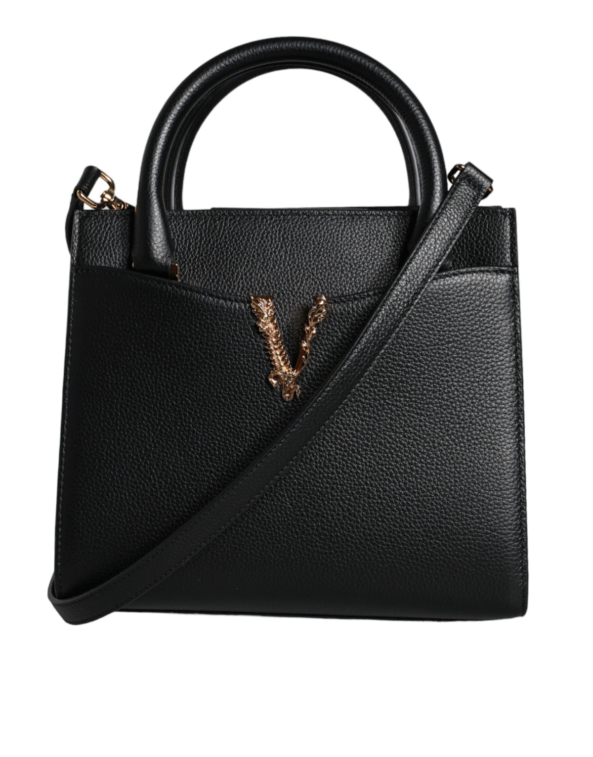 Bolso bandolera Versace pequeño de piel negra con asa superior