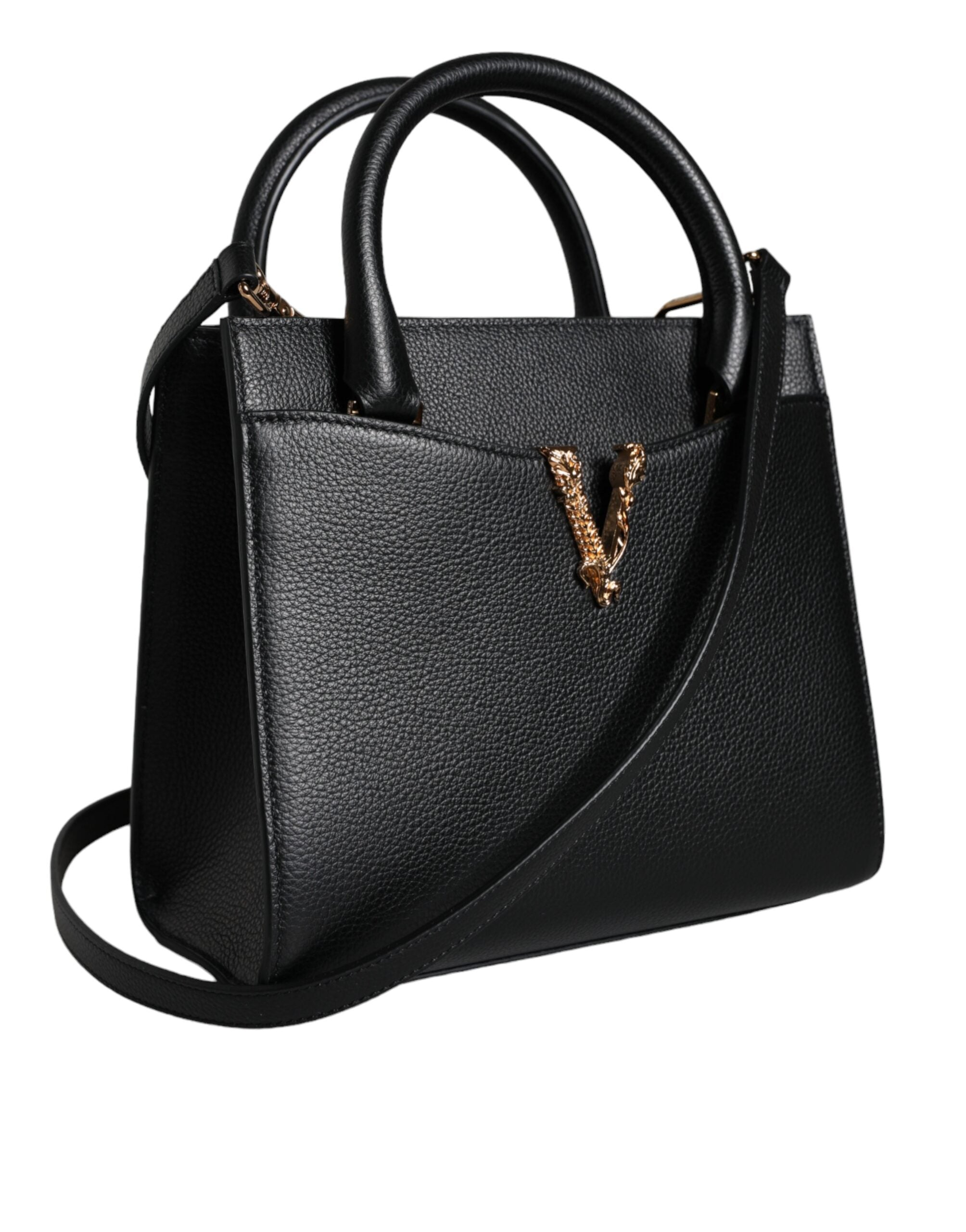 Bolso bandolera Versace pequeño de piel negra con asa superior