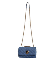 Bolso bandolera de piel vaquera acolchada azul de Versace