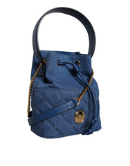 Bolso bandolera de piel vaquera acolchada azul de Versace