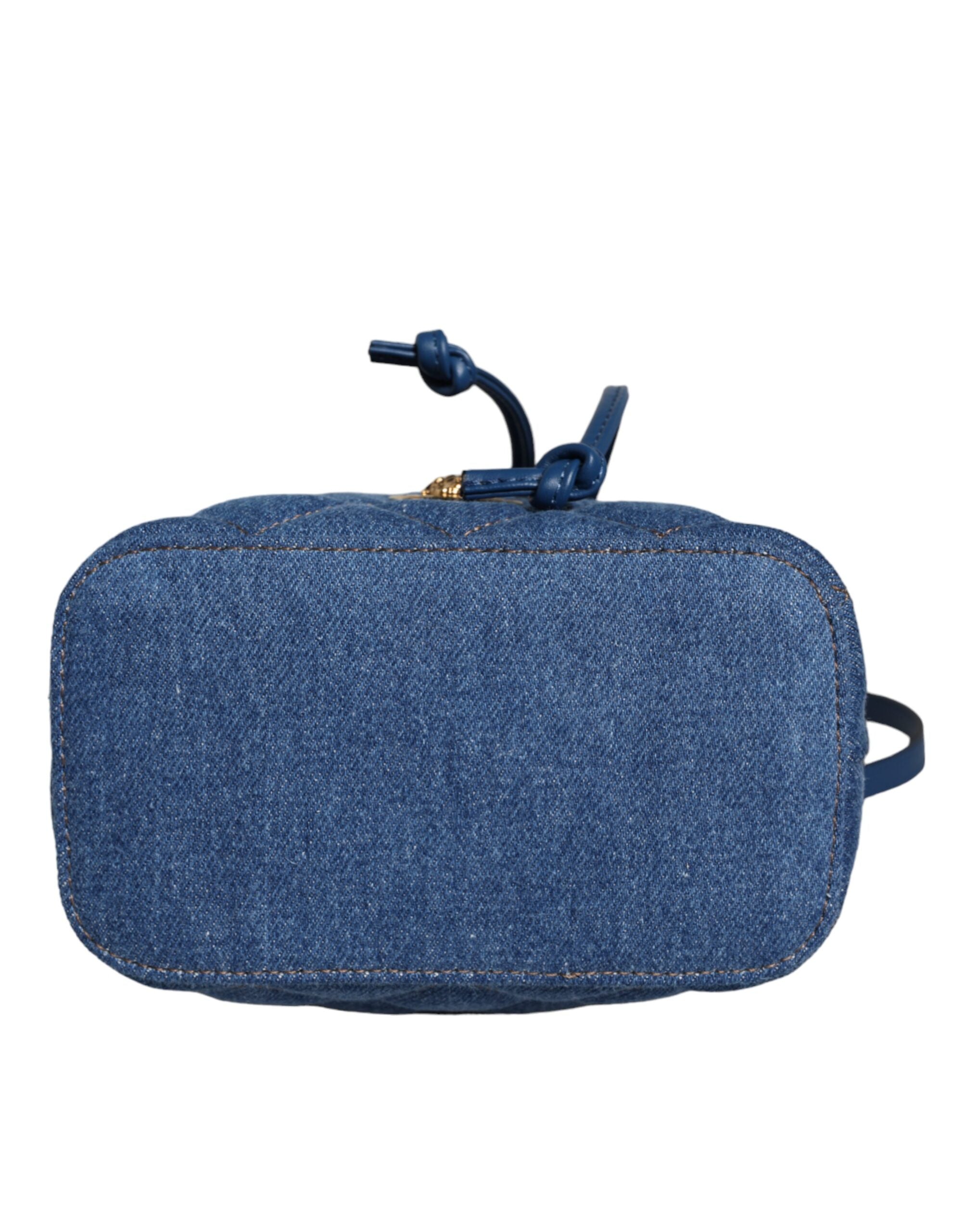 Bolso bandolera de piel vaquera acolchada azul de Versace