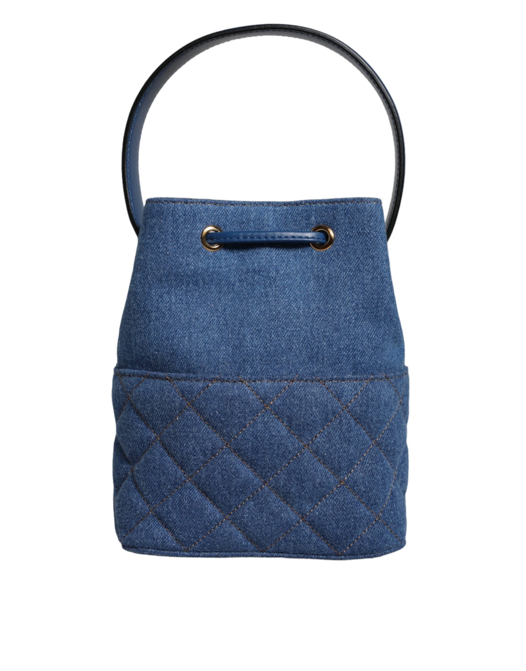 Bolso bandolera de piel vaquera acolchada azul de Versace