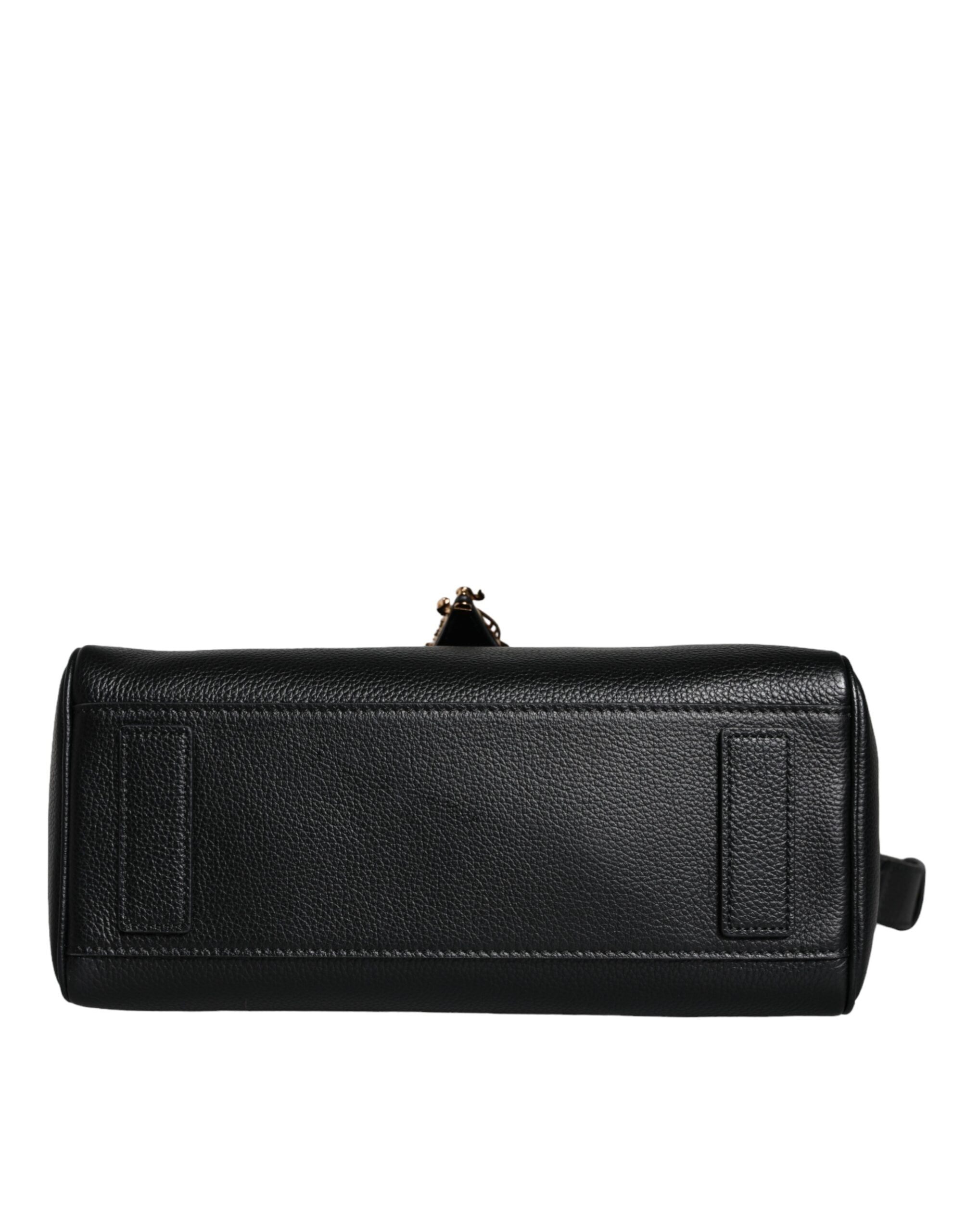 Bolso bandolera Versace de piel de becerro granulada con asa superior en color negro