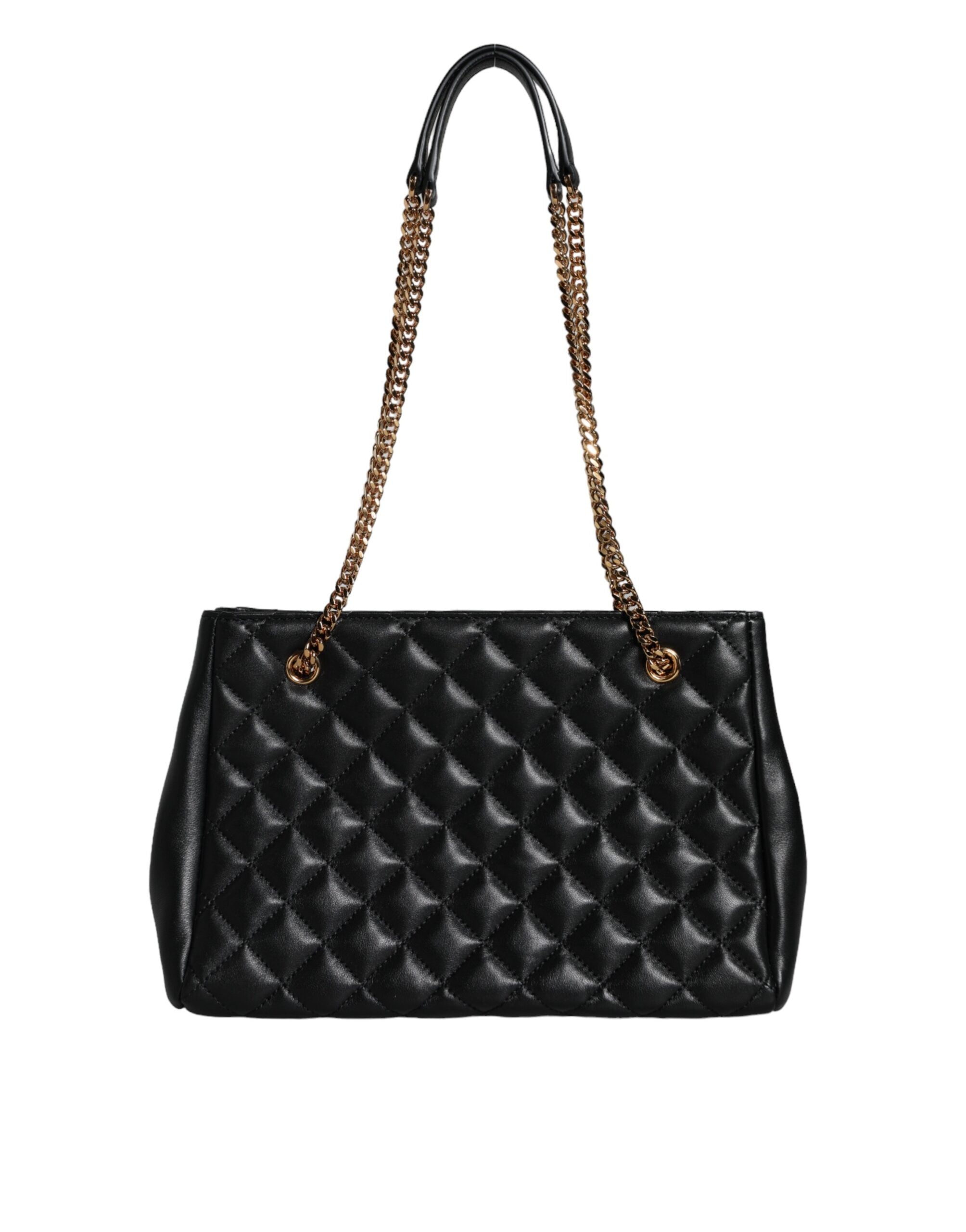 Bolso Versace de piel napa acolchada negra con correa de cadena para el hombro