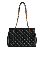 Bolso Versace de piel napa acolchada negra con correa de cadena para el hombro