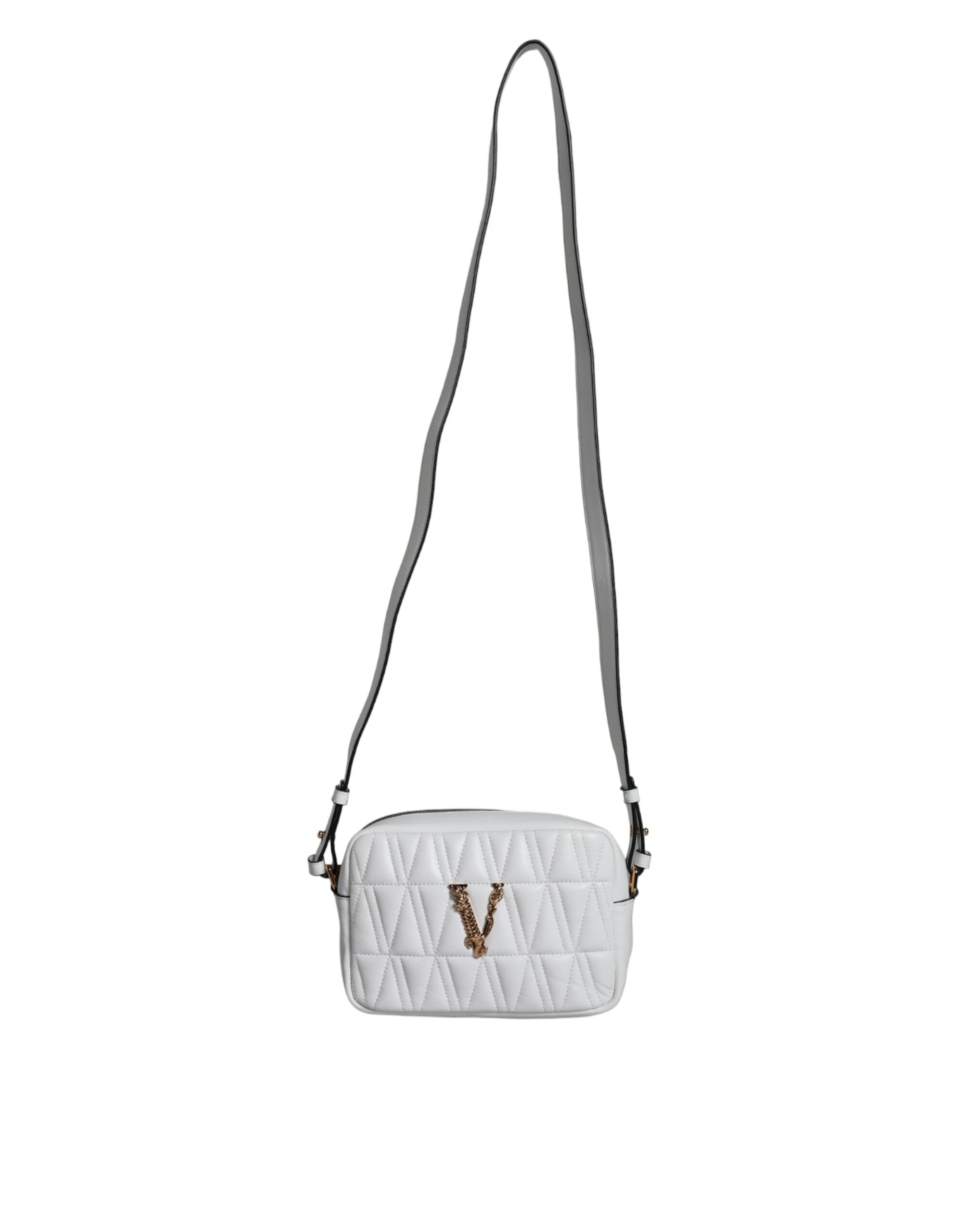 Bolso bandolera Versace de piel napa acolchada blanca