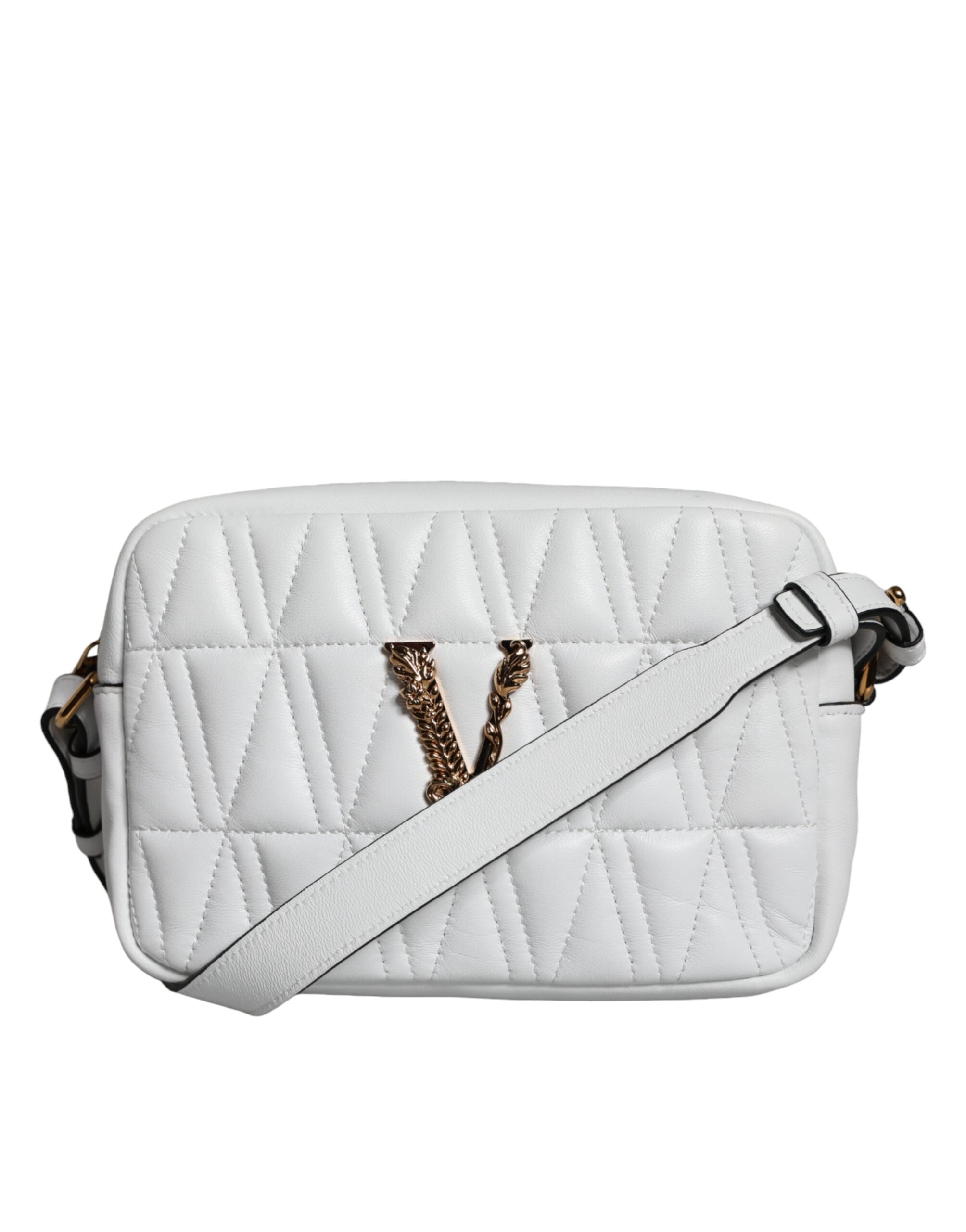 Bolso bandolera Versace de piel napa acolchada blanca