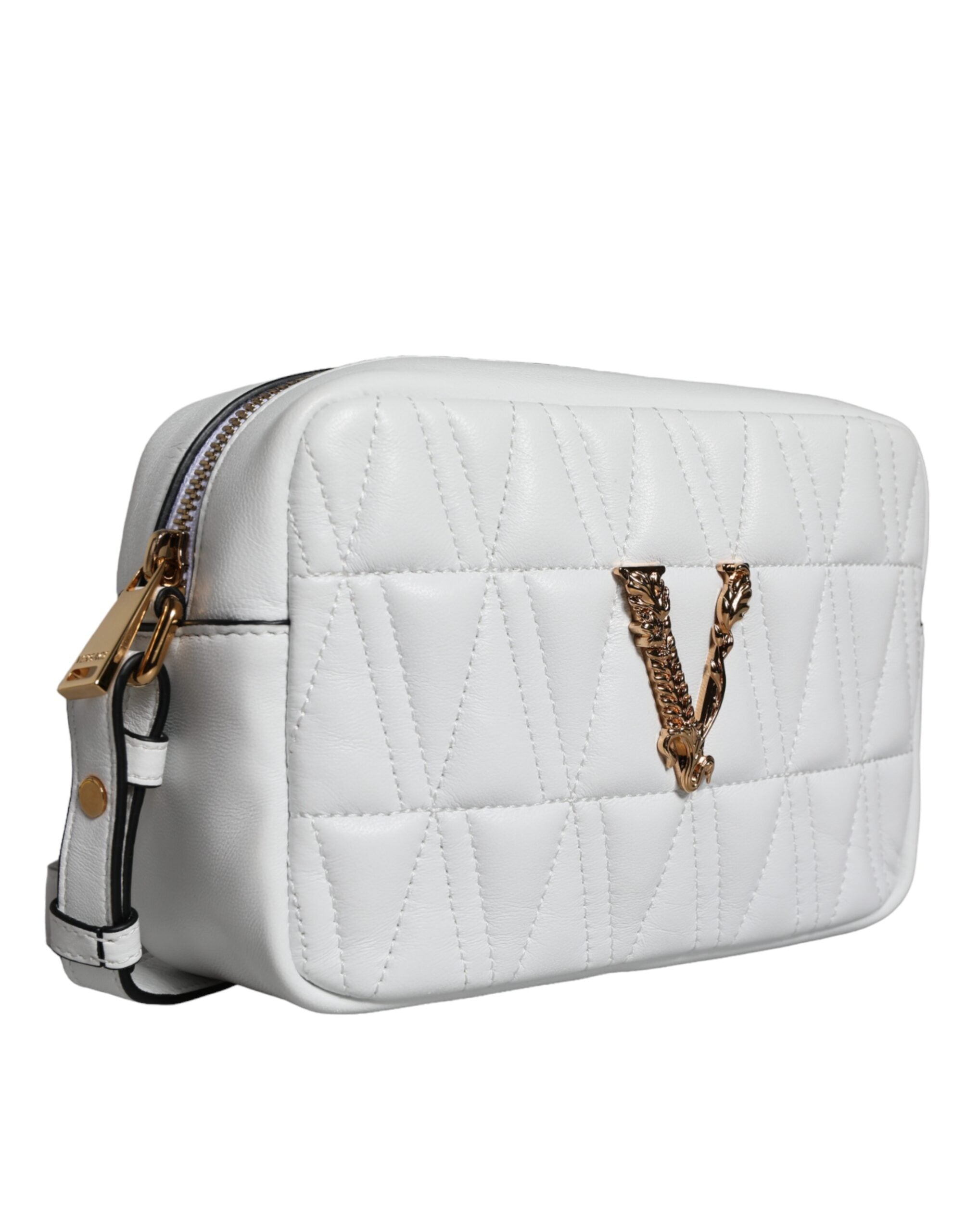 Bolso bandolera Versace de piel napa acolchada blanca
