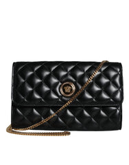 Bolso bandolera Versace de piel napa acolchada negra