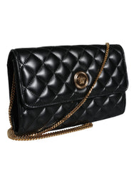 Bolso bandolera Versace de piel napa acolchada negra