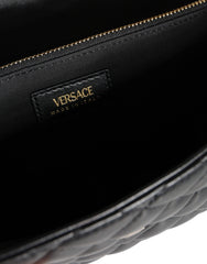 Bolso bandolera Versace de piel napa acolchada negra