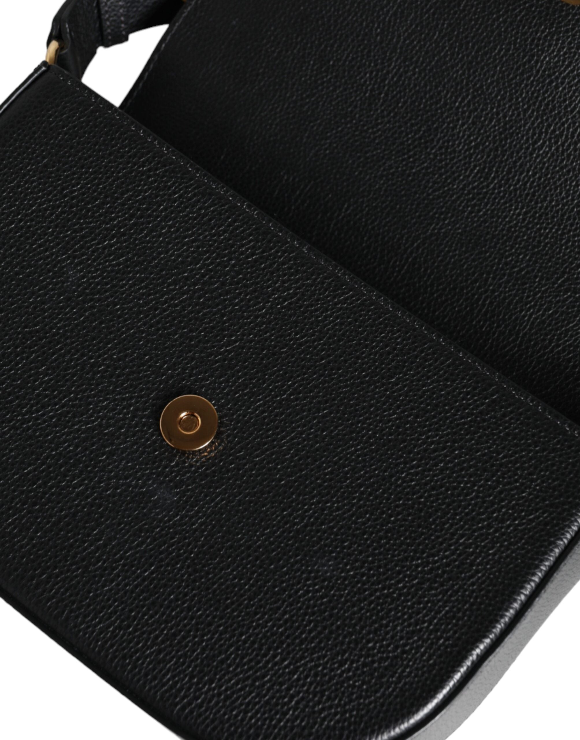 Bolso bandolera Versace de piel de becerro granulada negra con logotipo