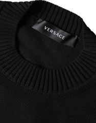 Suéter negro de cuello redondo con bordado de Medusa de Versace