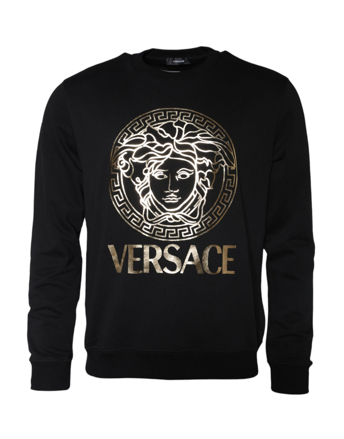 Sudadera con cuello redondo de algodón y polar Medusa negra de Versace