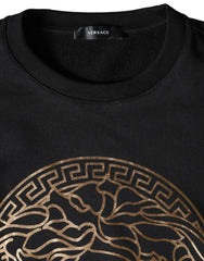 Sudadera con cuello redondo de algodón y polar Medusa negra de Versace
