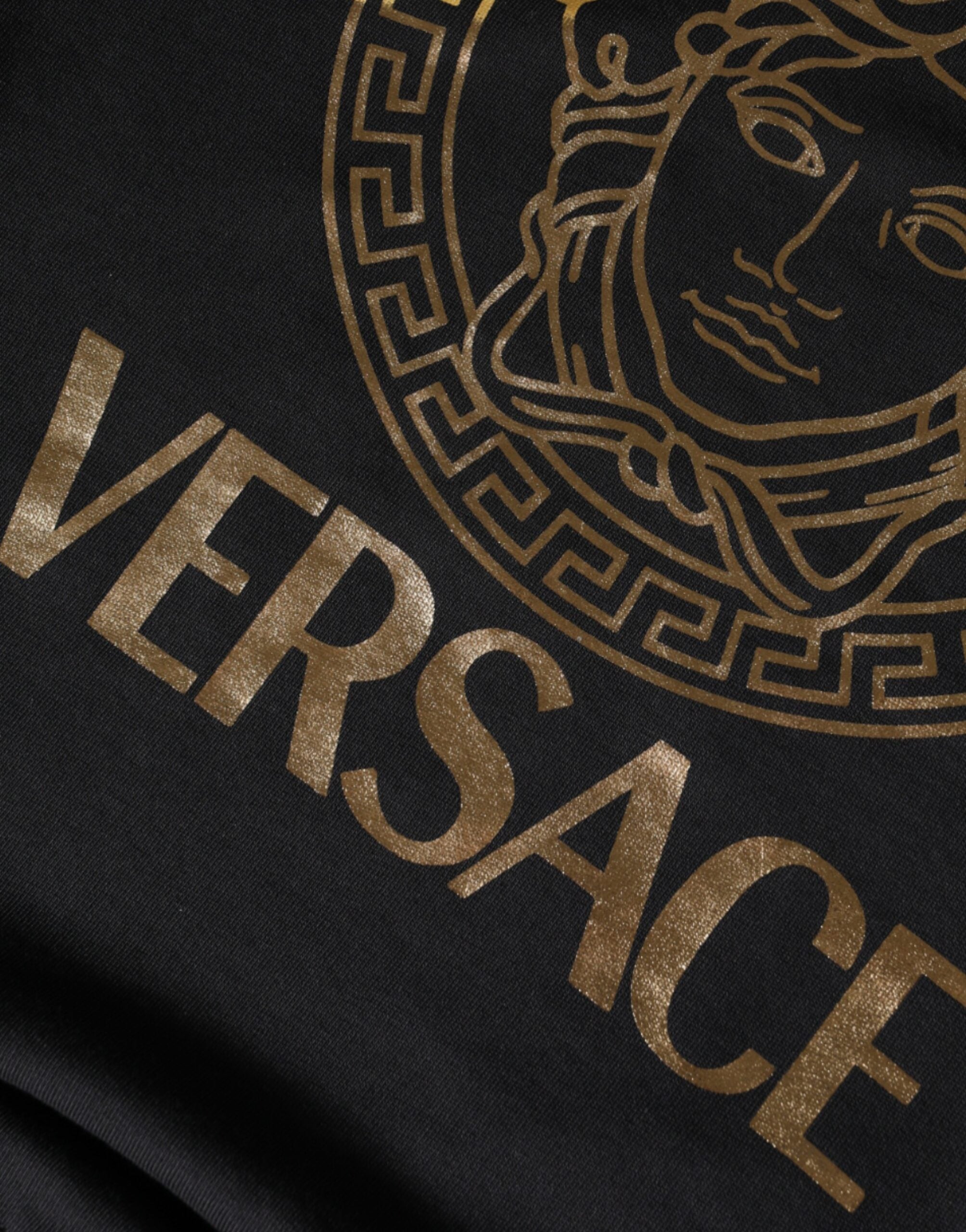 Sudadera con cuello redondo de algodón y polar Medusa negra de Versace