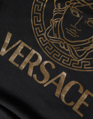 Sudadera con cuello redondo de algodón y polar Medusa negra de Versace