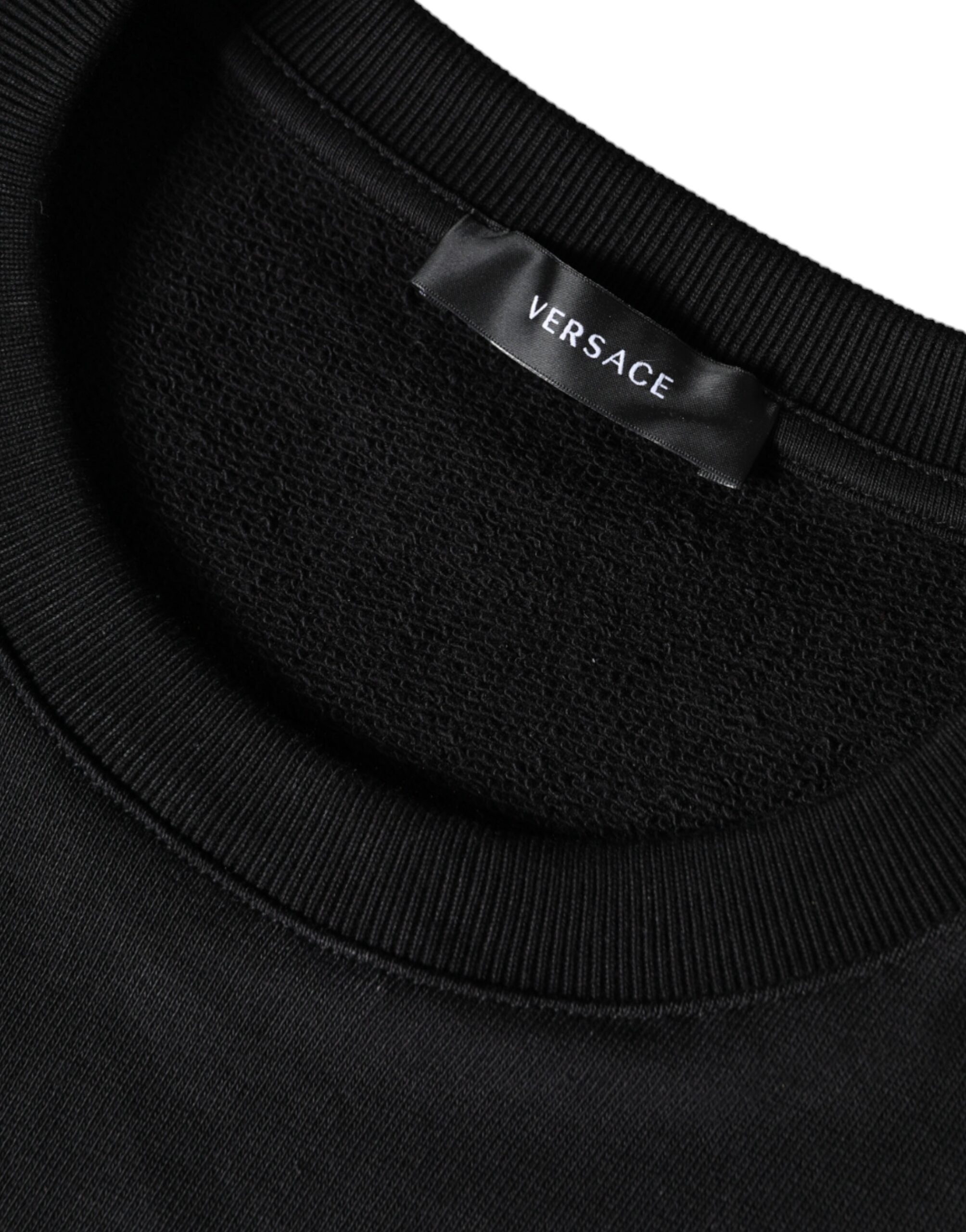 Sudadera con cuello redondo de algodón y polar Medusa negra de Versace