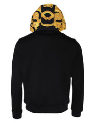 Sudadera con capucha y cremallera completa de algodón con estampado de Medusa en negro de Versace