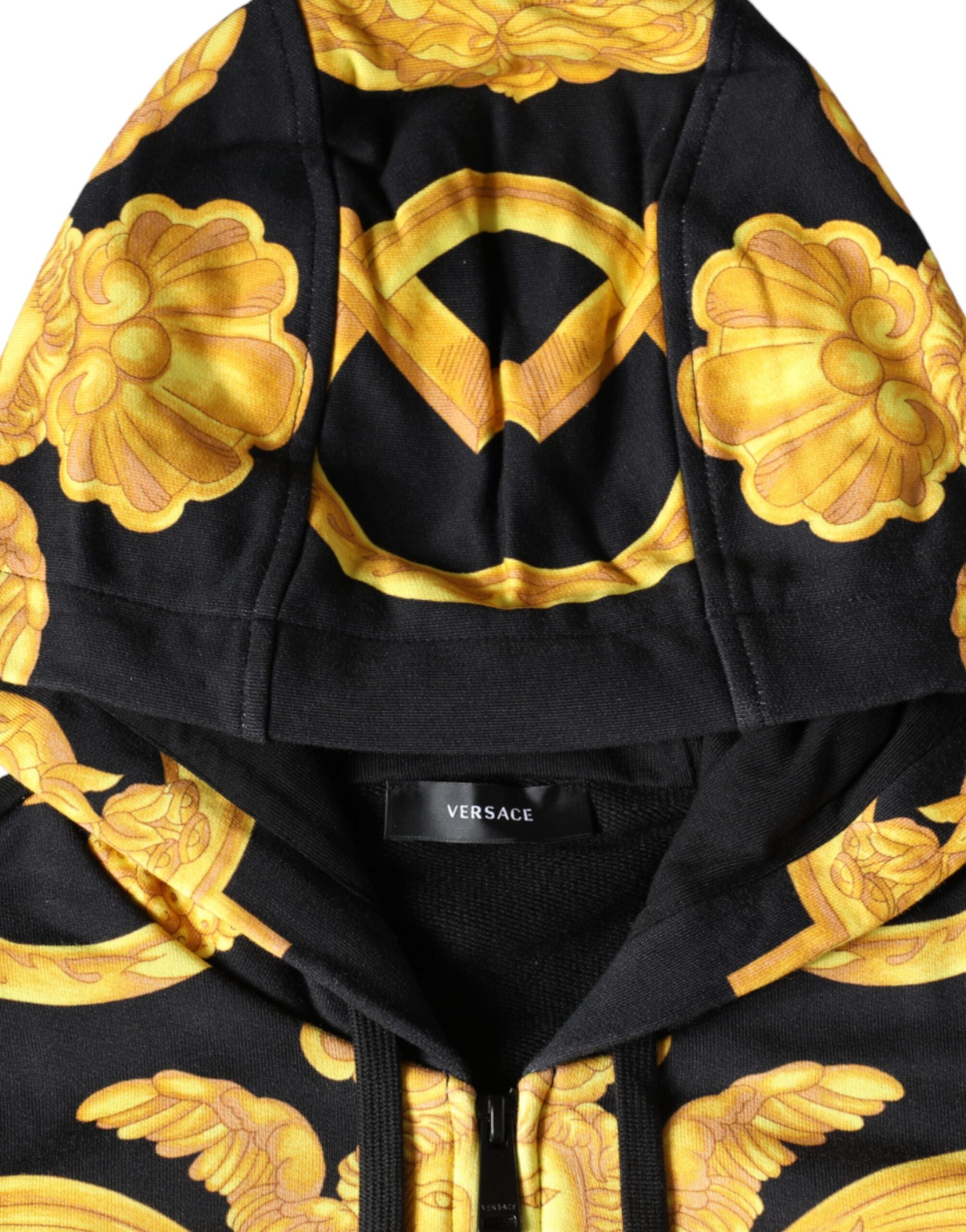 Sudadera con capucha y cremallera completa de algodón con estampado de Medusa en negro de Versace