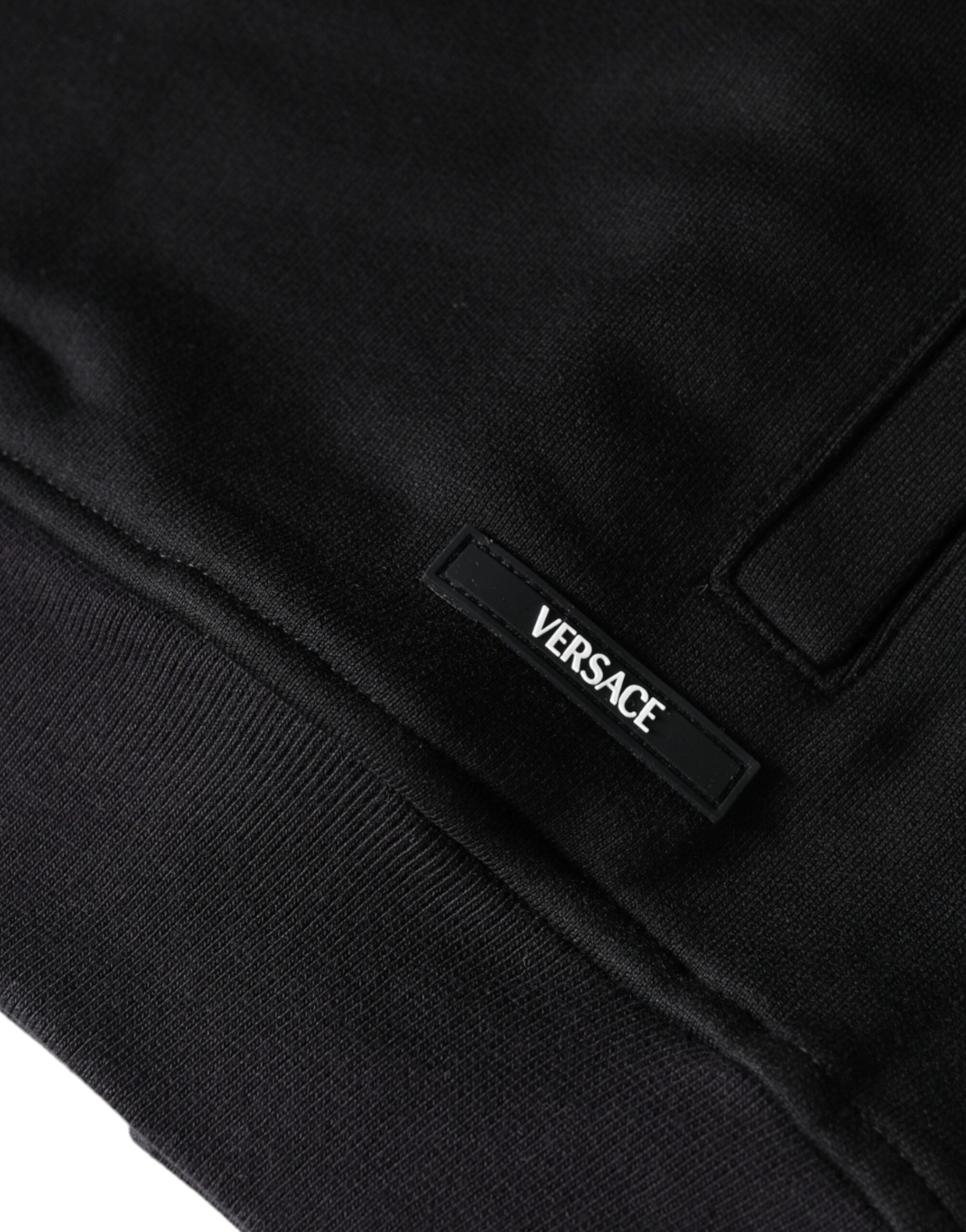 Sudadera con capucha y cremallera completa de algodón con estampado de Medusa en negro de Versace