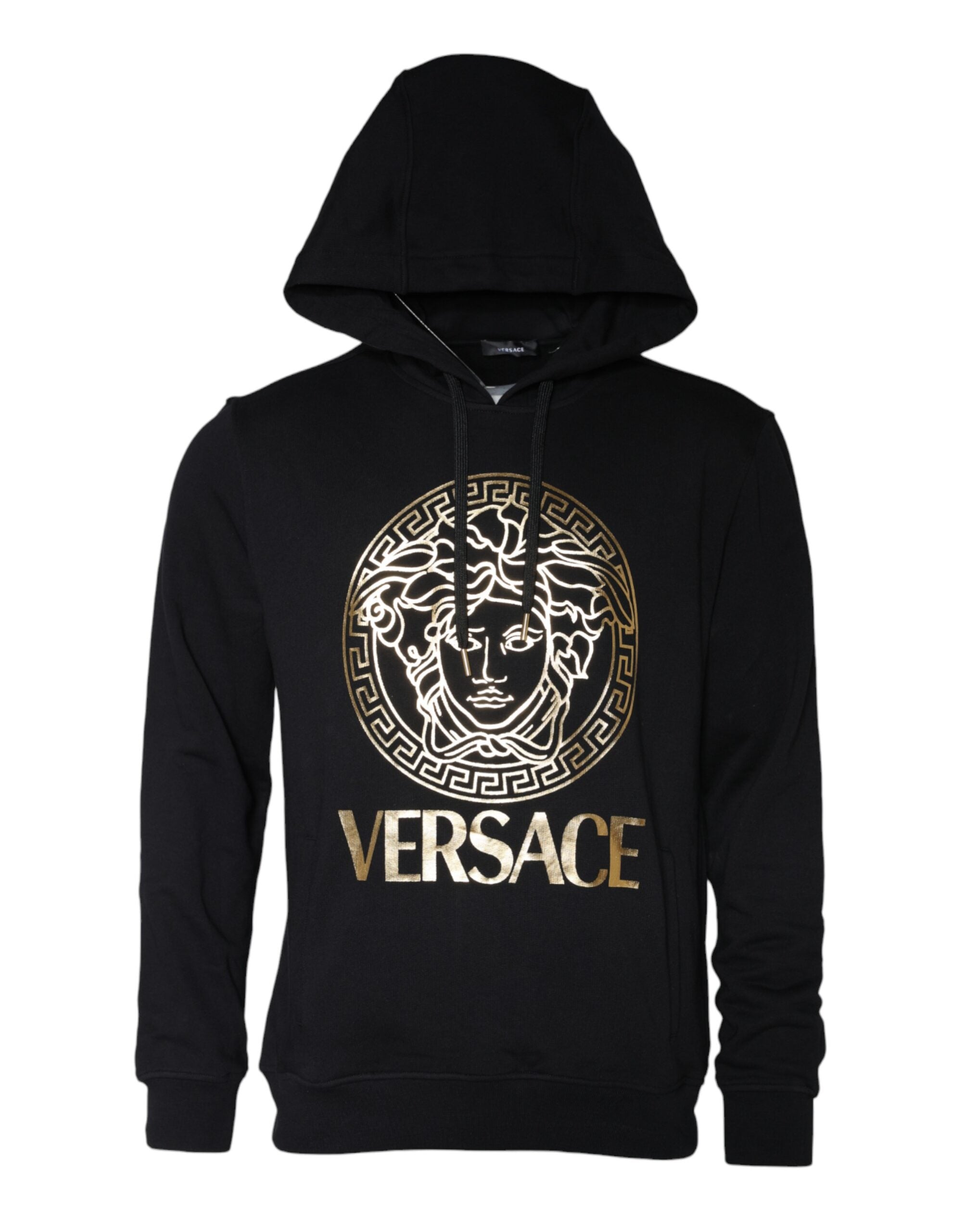 Sudadera con capucha y estampado de Medusa en algodón negro de Versace