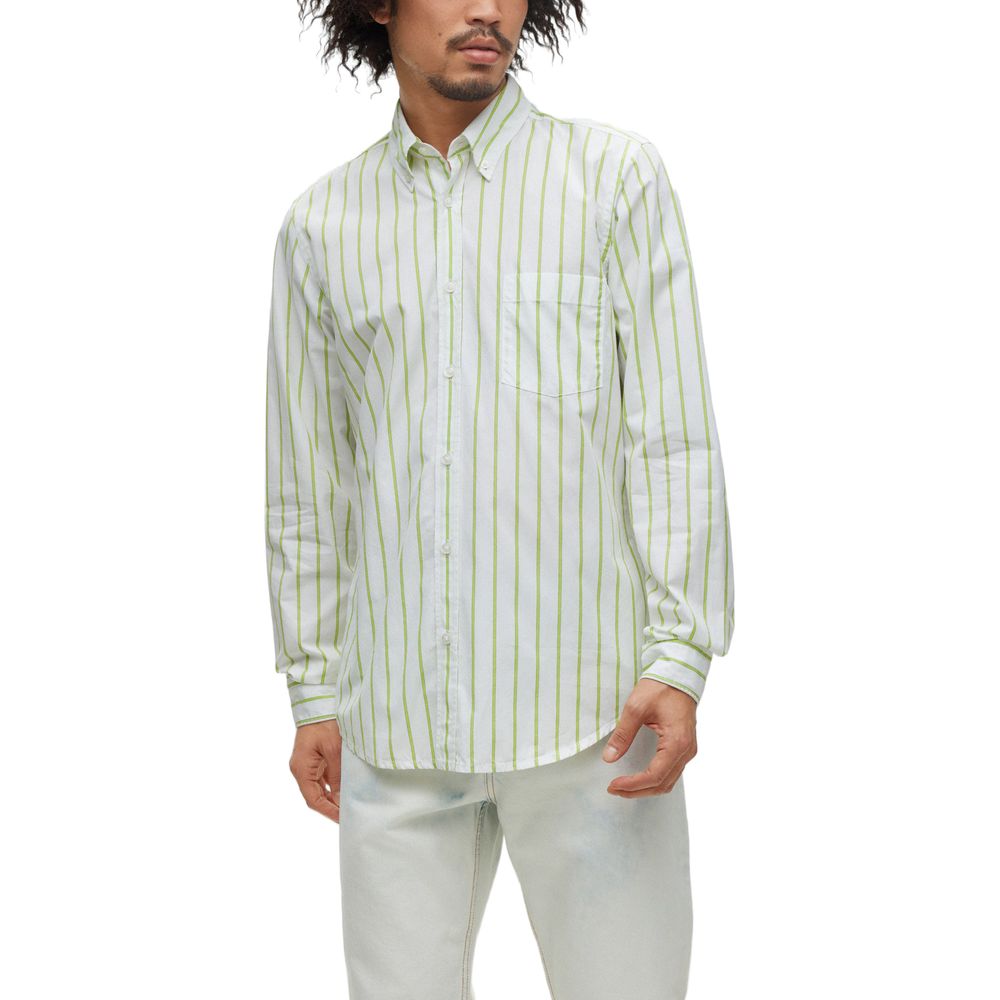 Camisa de algodón verde Hugo Boss