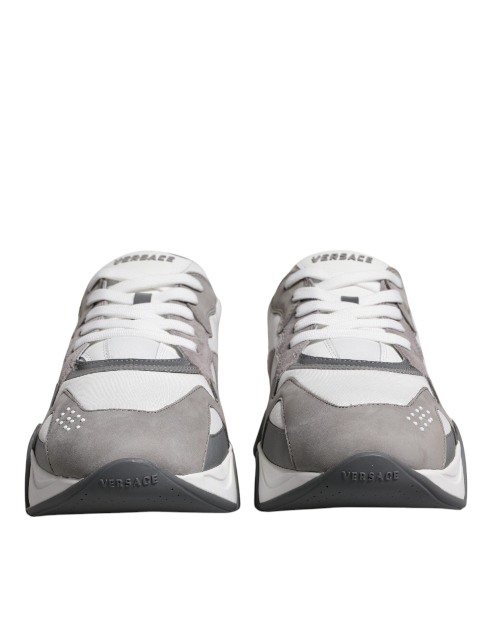 Zapatillas Versace Squalo de caña baja y gruesa de neopreno y cuero gris
