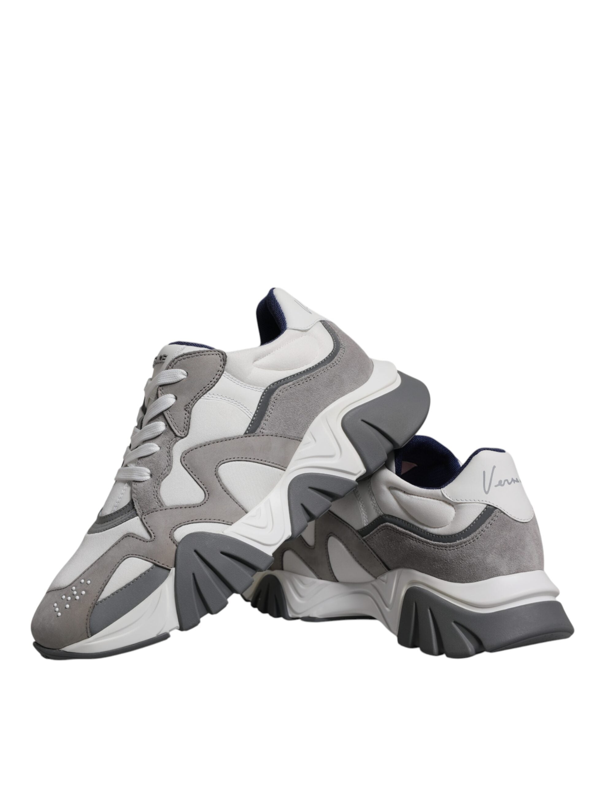 Zapatillas Versace Squalo de caña baja y gruesa de neopreno y cuero gris