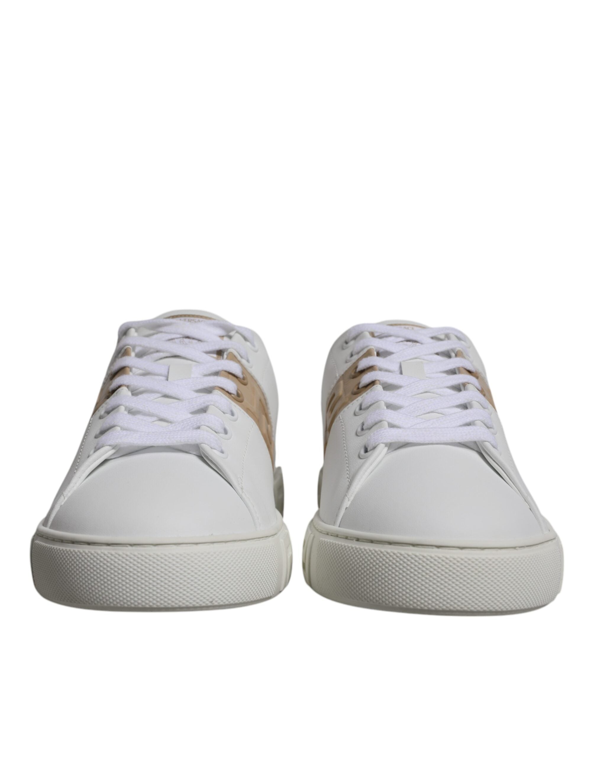 Zapatillas Versace de caña baja de TPU con estampado Greca en blanco y marrón para hombre