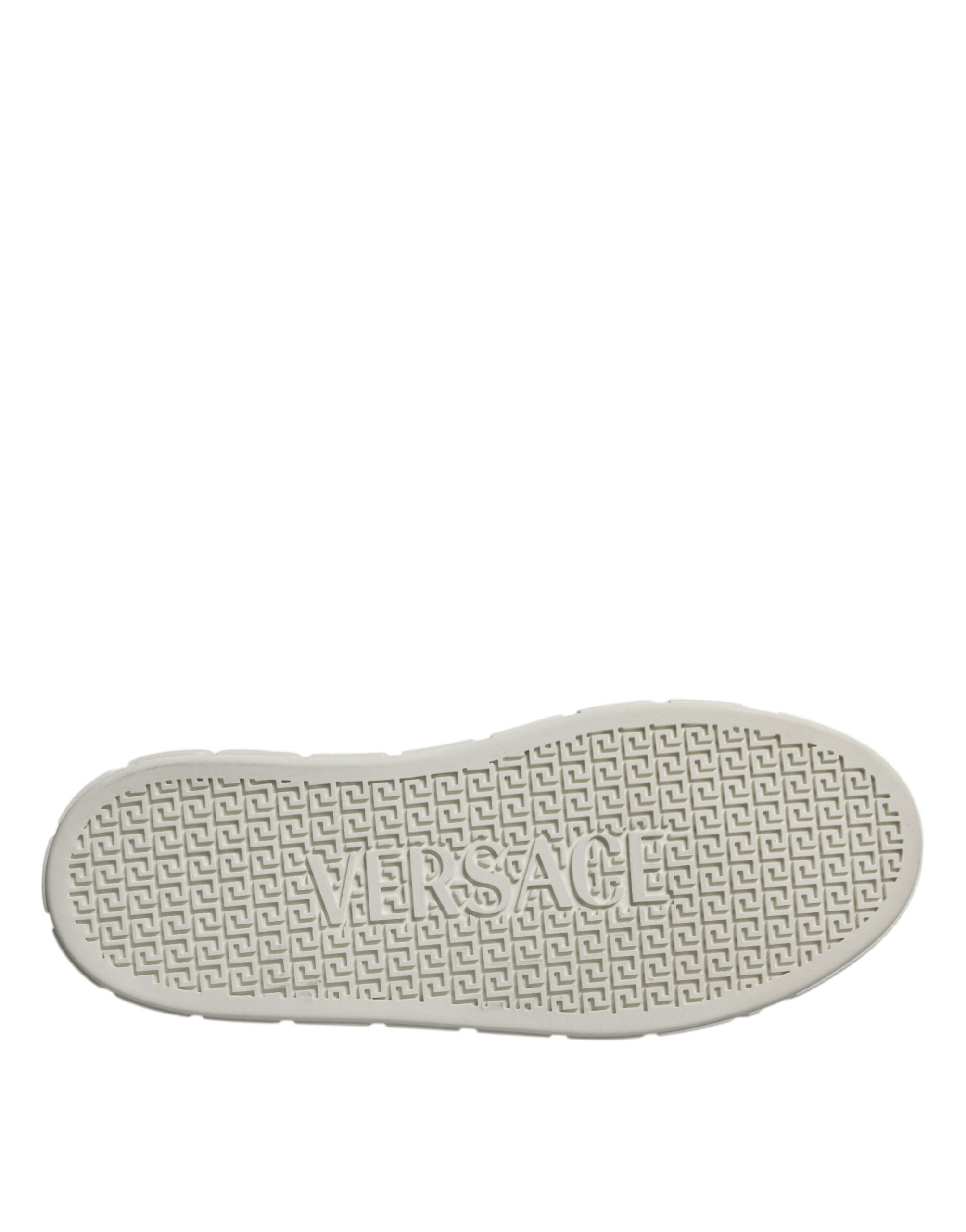 Zapatillas Versace de caña baja de TPU con estampado Greca en blanco y marrón para hombre