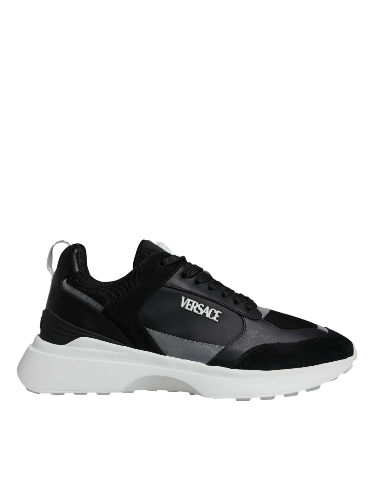 Zapatillas bajas Versace de lona negra con tejido cuádruple Medusa