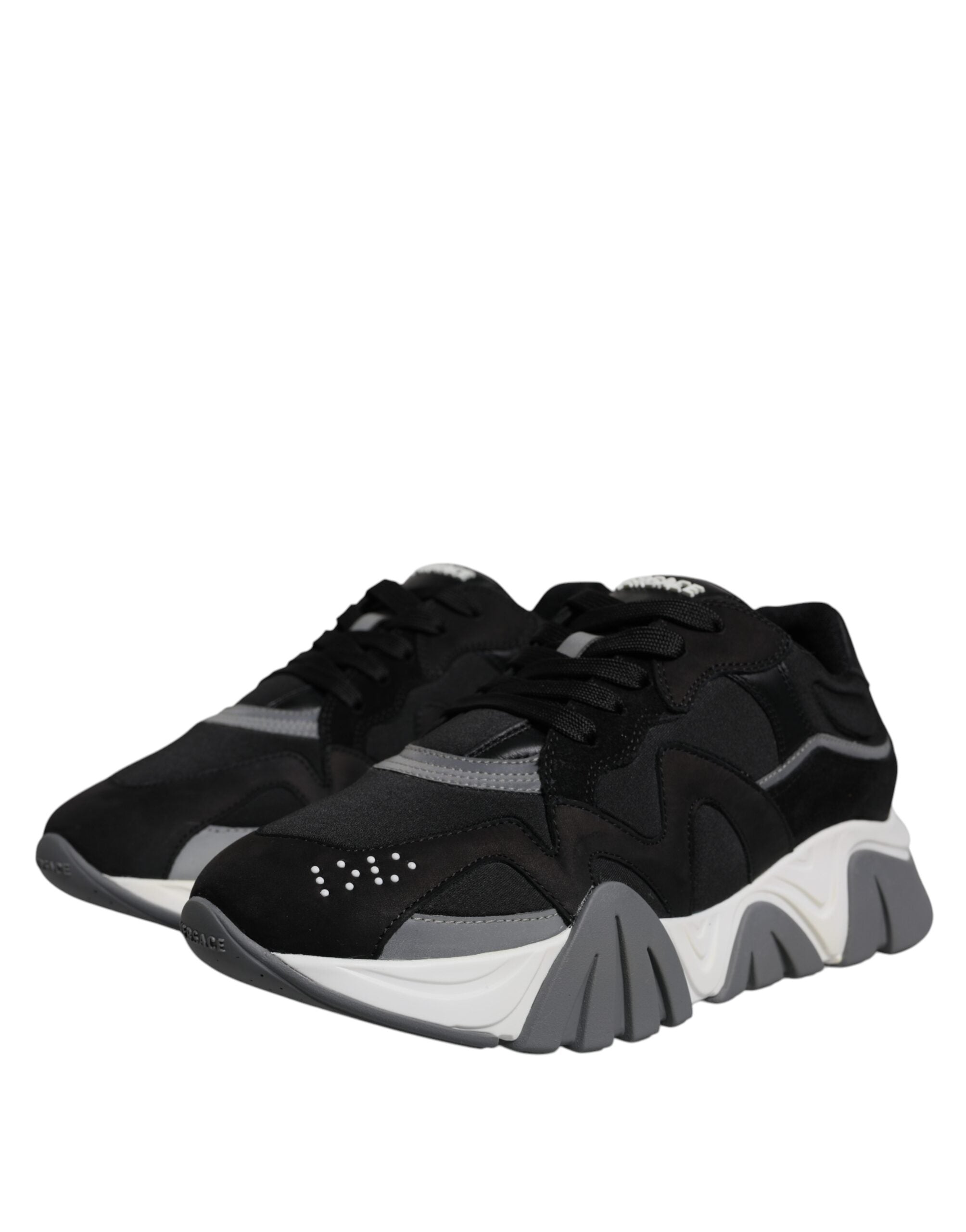 Zapatillas bajas gruesas de neopreno y cuero negro de Versace Squalo Shoes