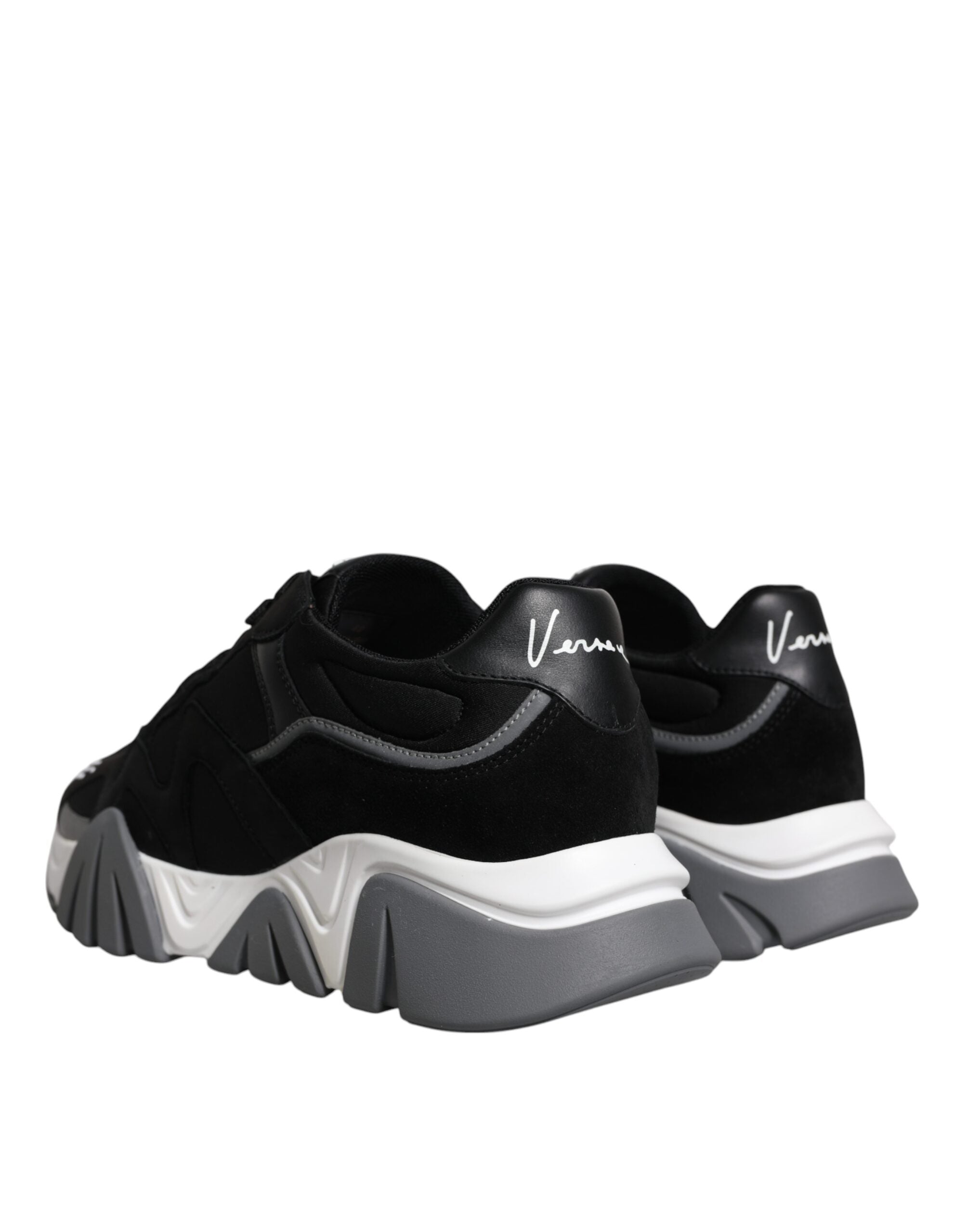 Zapatillas bajas gruesas de neopreno y cuero negro de Versace Squalo Shoes