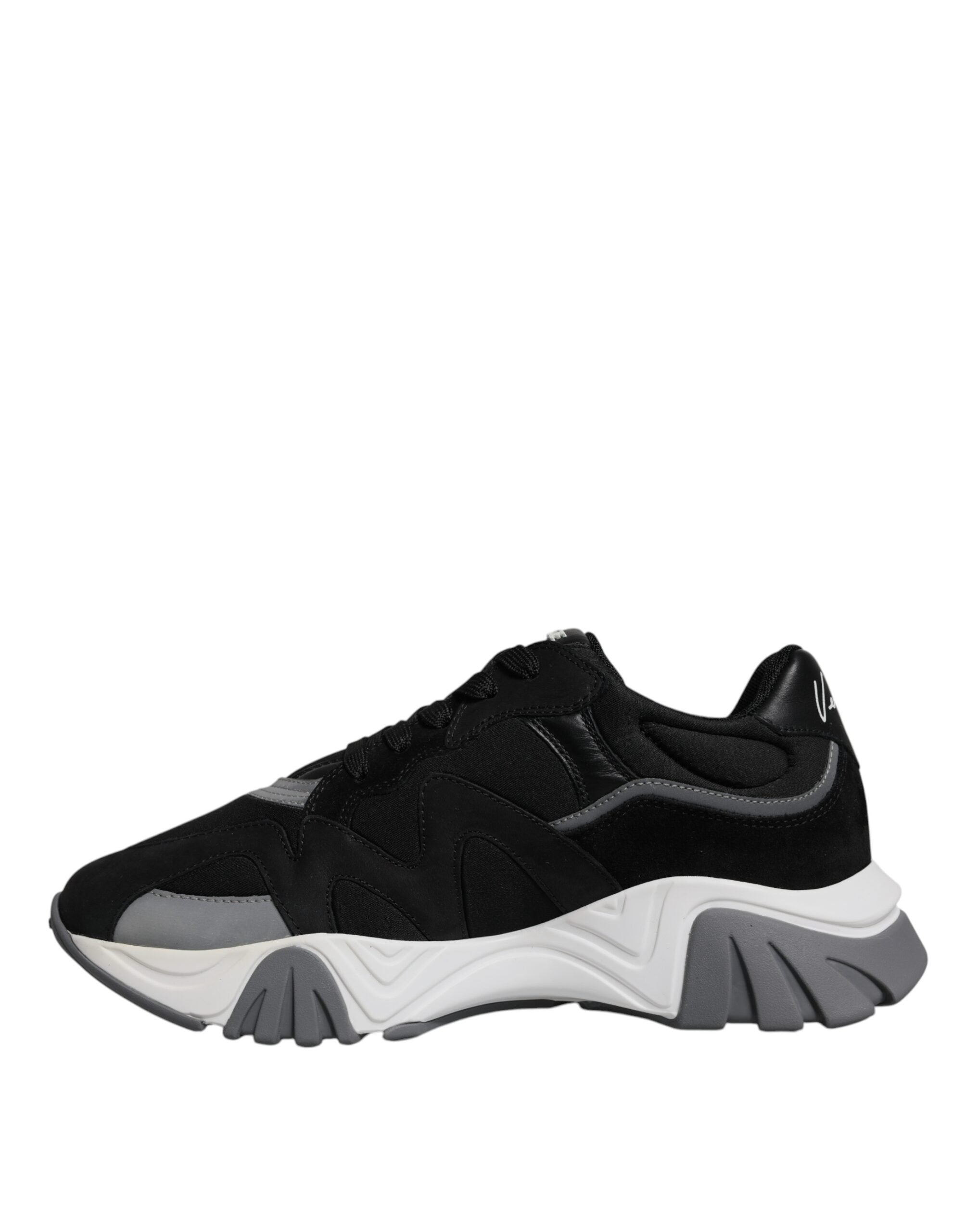 Zapatillas bajas gruesas de neopreno y cuero negro de Versace Squalo Shoes