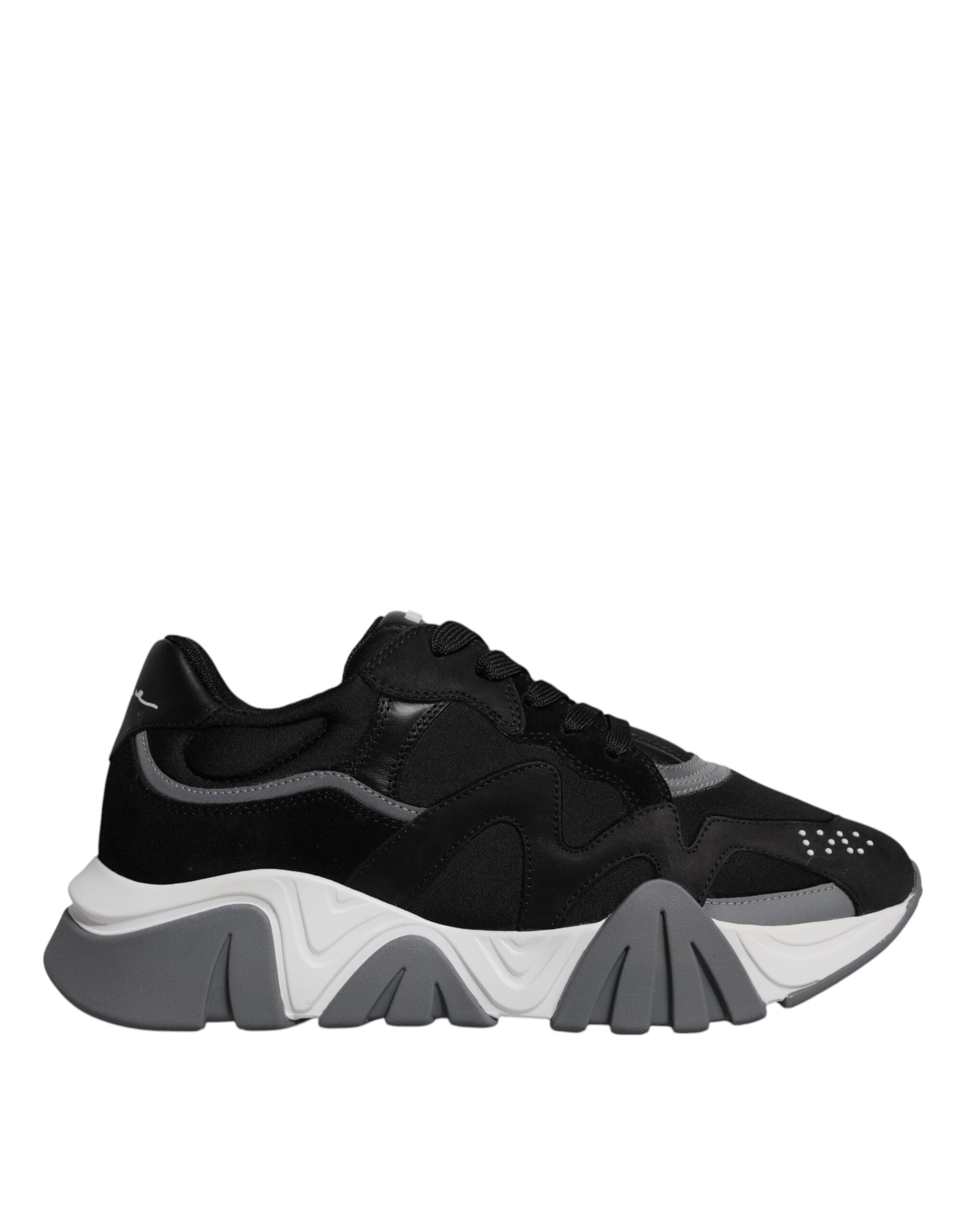 Zapatillas bajas gruesas de neopreno y cuero negro de Versace Squalo Shoes
