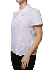 Blusa de algodón blanca con cuello y mangas cortas de Valentino
