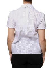 Blusa de algodón blanca con cuello y mangas cortas de Valentino