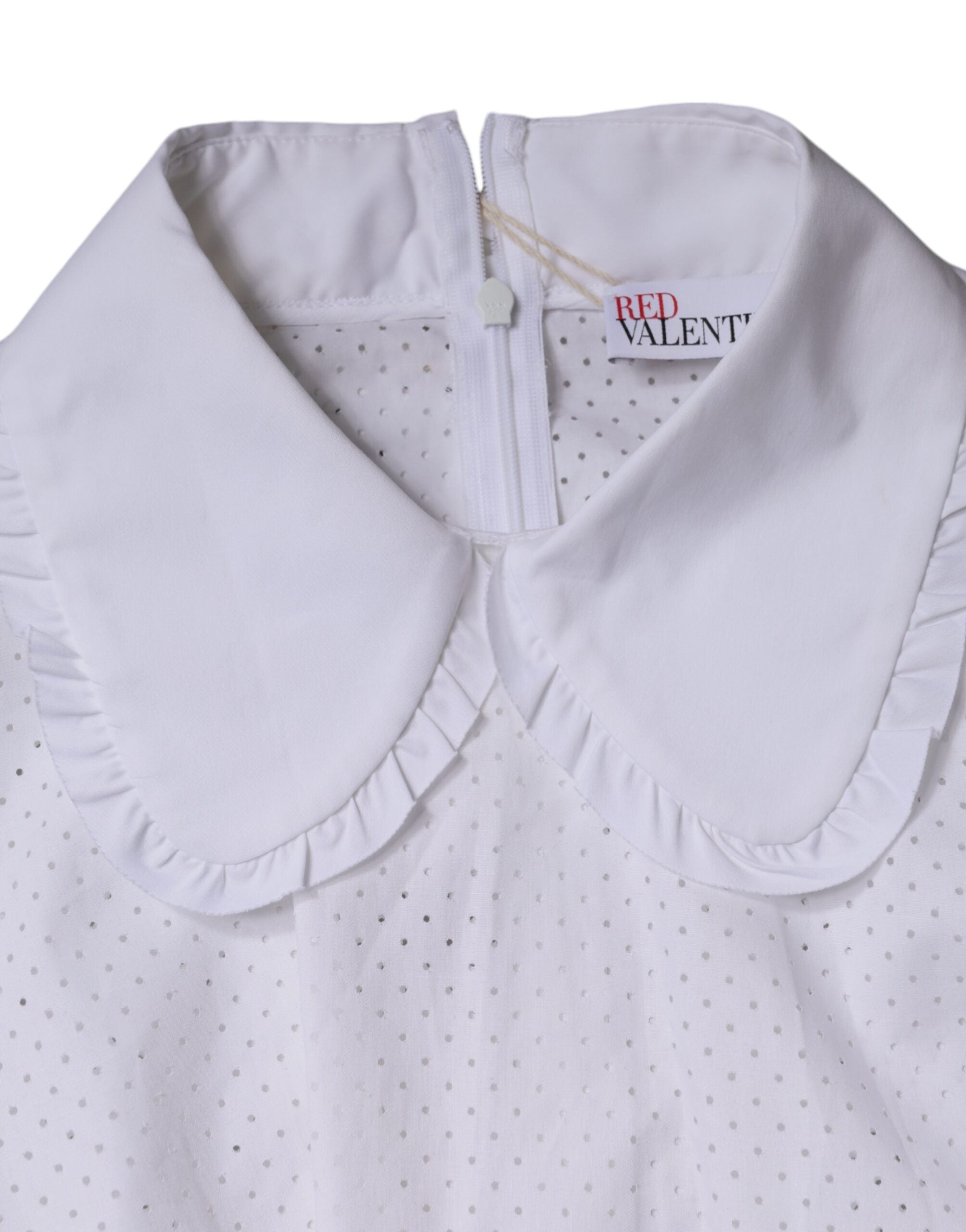 Blusa de algodón blanca con cuello y mangas cortas de Valentino