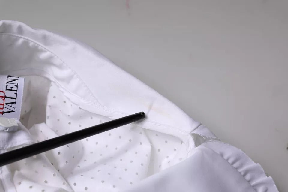 Blusa de algodón blanca con cuello y mangas cortas de Valentino