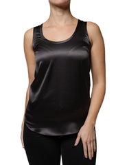 Camiseta sin mangas de mezcla de seda negra Brunello Cucinelli