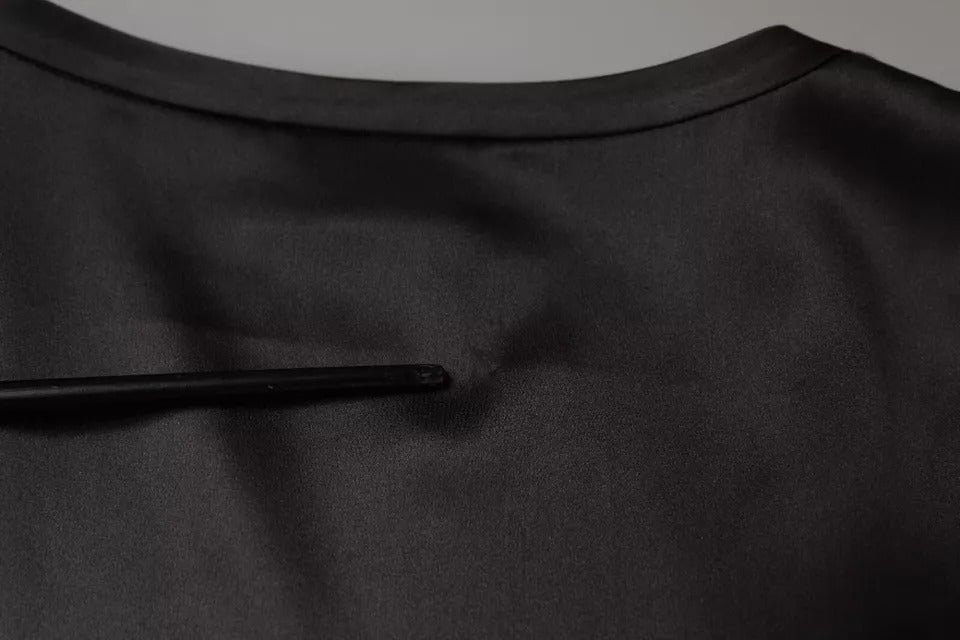 Camiseta sin mangas de mezcla de seda negra Brunello Cucinelli