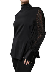 Blusa de manga larga en mezcla de seda negra de Brunello Cucinelli