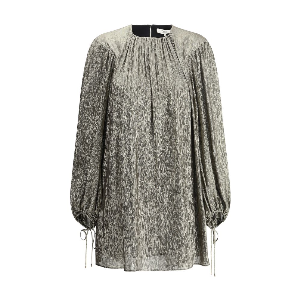Vestido mini de lamé de seda de Chloé
