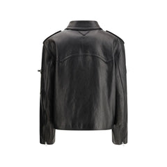 Chaqueta de cuero estilo motero de Prada