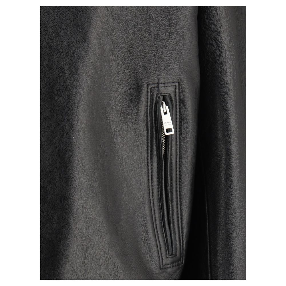 Chaqueta de cuero estilo motero de Prada
