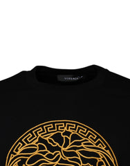 Suéter negro de cuello redondo con bordado de Medusa de Versace