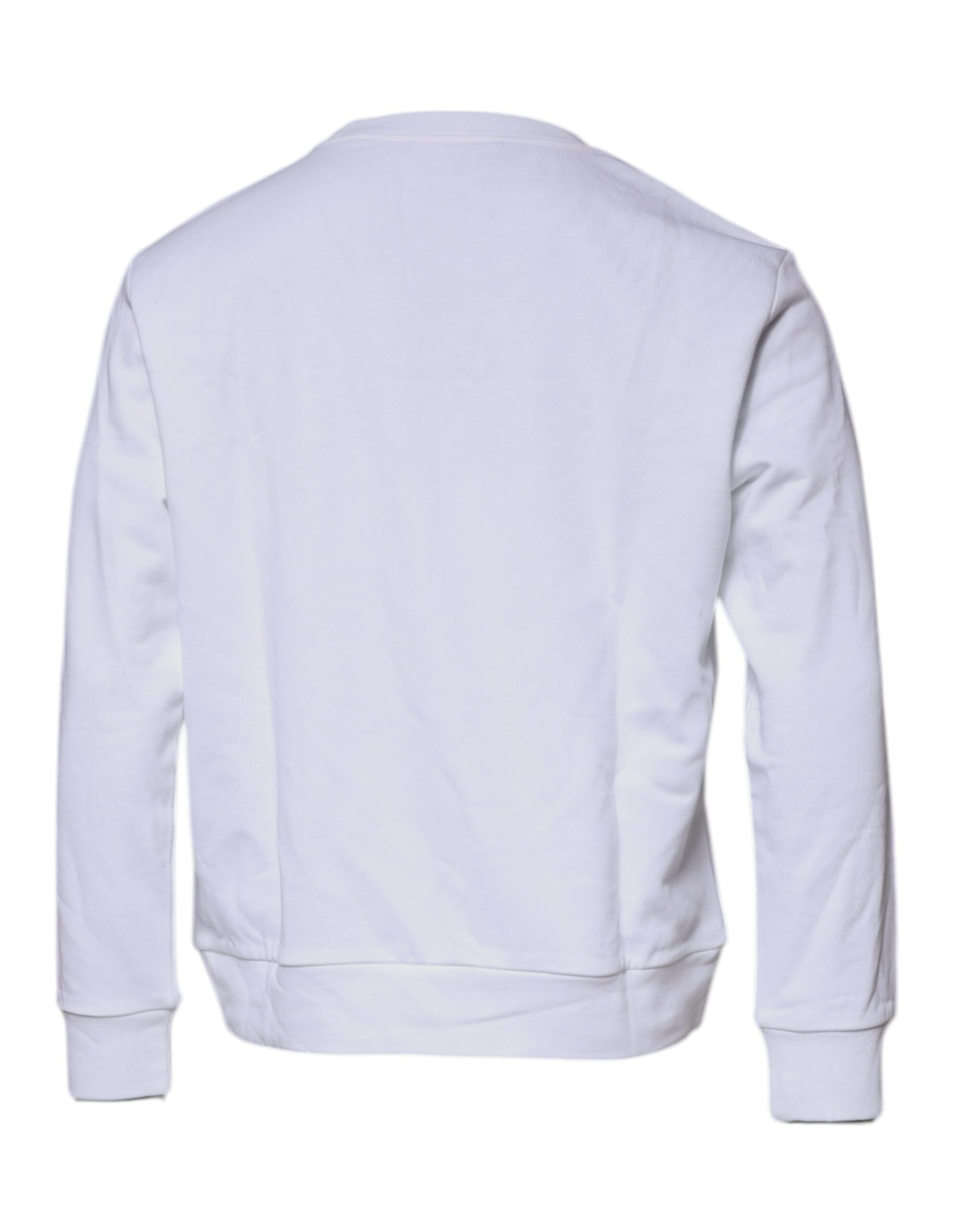 Suéter blanco de cuello redondo con bordado de Medusa de Versace